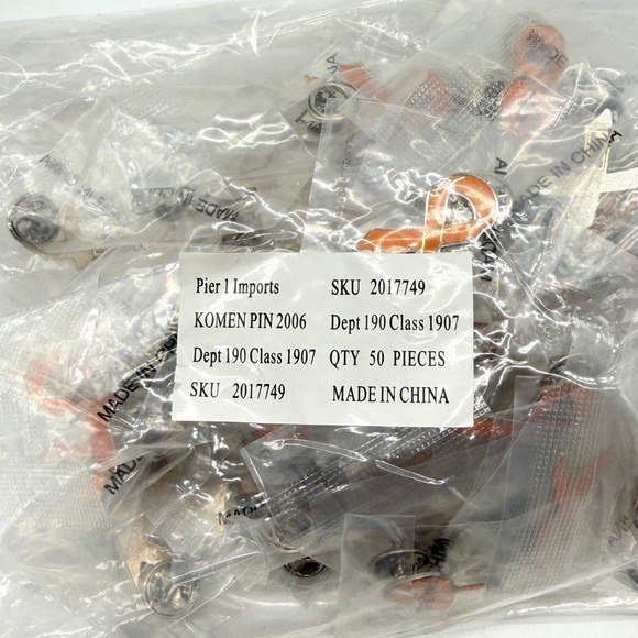 PIER 1 Imports Komen Pin 2006 Breast Cancer Awareness Ribbon 50 Pieces Deadstock - Picture 5 of 6